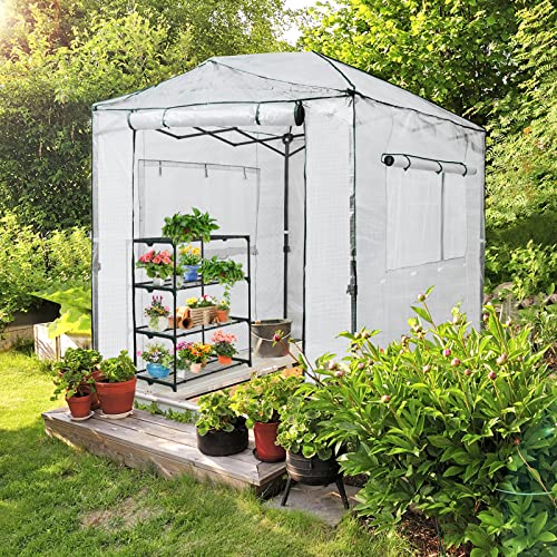 Image of EAGLE PEAK 8x6 Easy Setup Pop Up Greenhouse, Clear /White