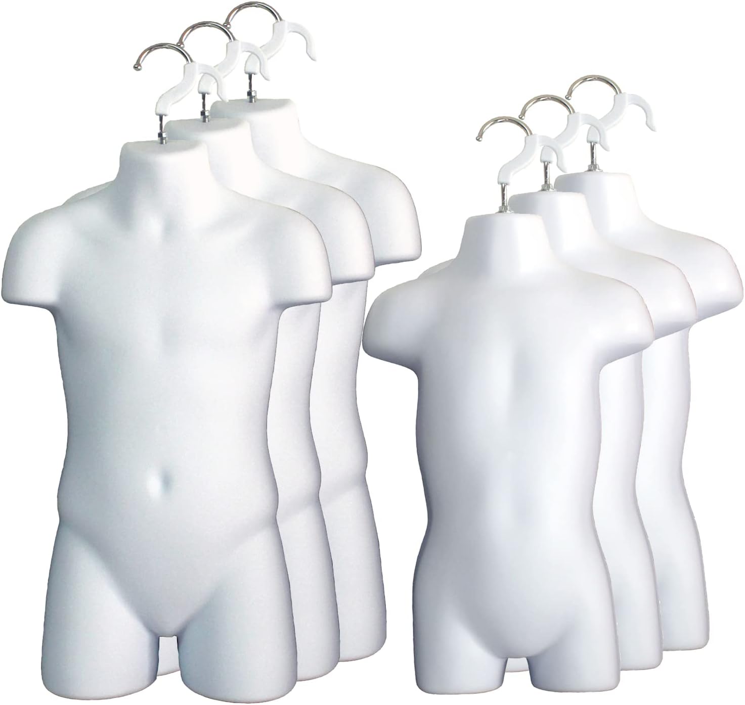 DisplayTown Toddler + Child Torso Hollow Back Plastic Injection Form Mannequin & Hanging Hook (Black, Set of 1)