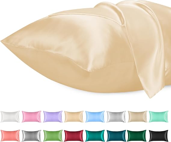 Lirex Lot de 2 Taies d'Oreiller en Satin Soyeux Anti-Frisottis et Anti-Plis