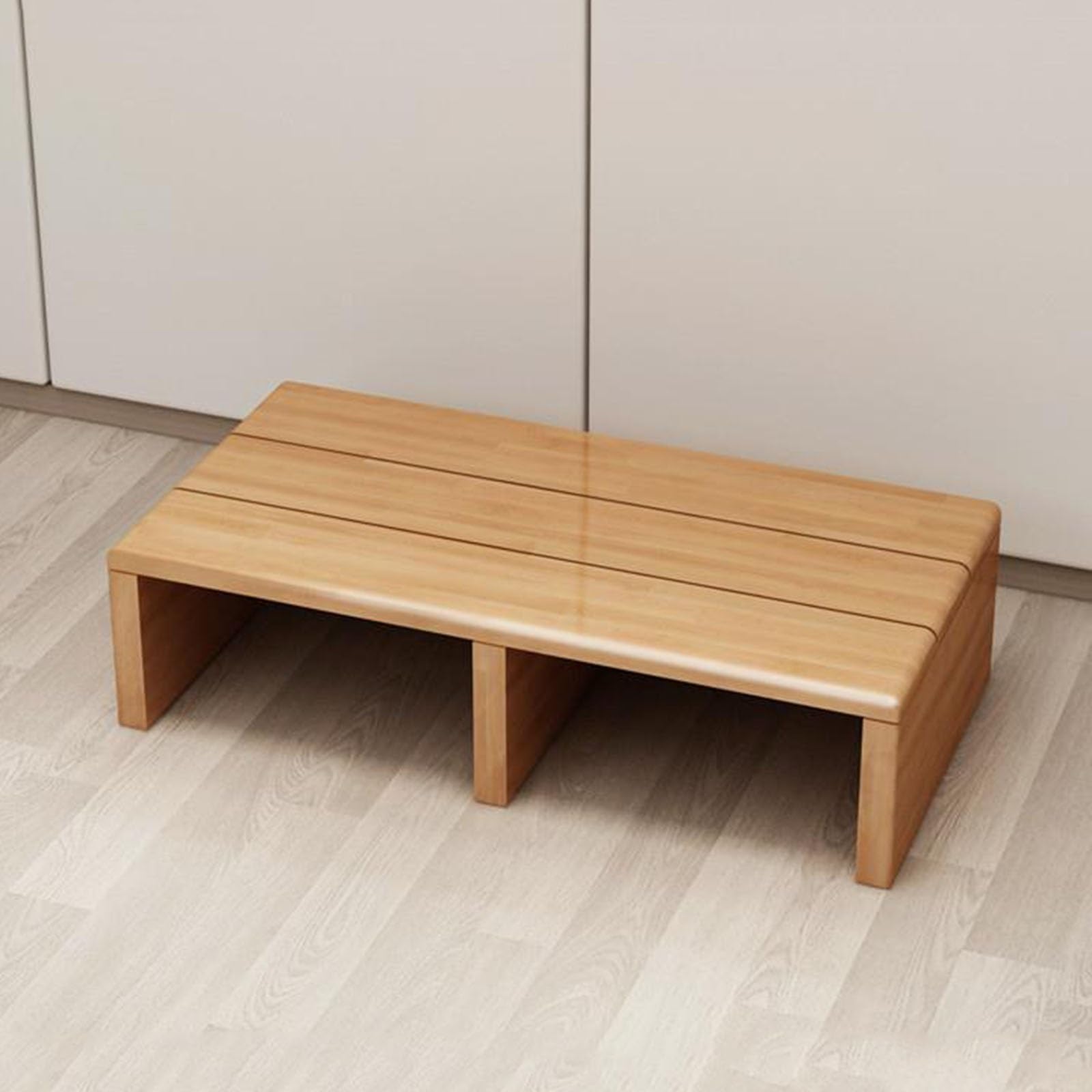 Wooden Step Stool, Ergonomic Foot Stools, Foot Rest for Under Desk At Work, Non-Slip Foot Stools for Office, Stepping Stool for Bathroom Kitchen and Bedroom(60x30x11cm)