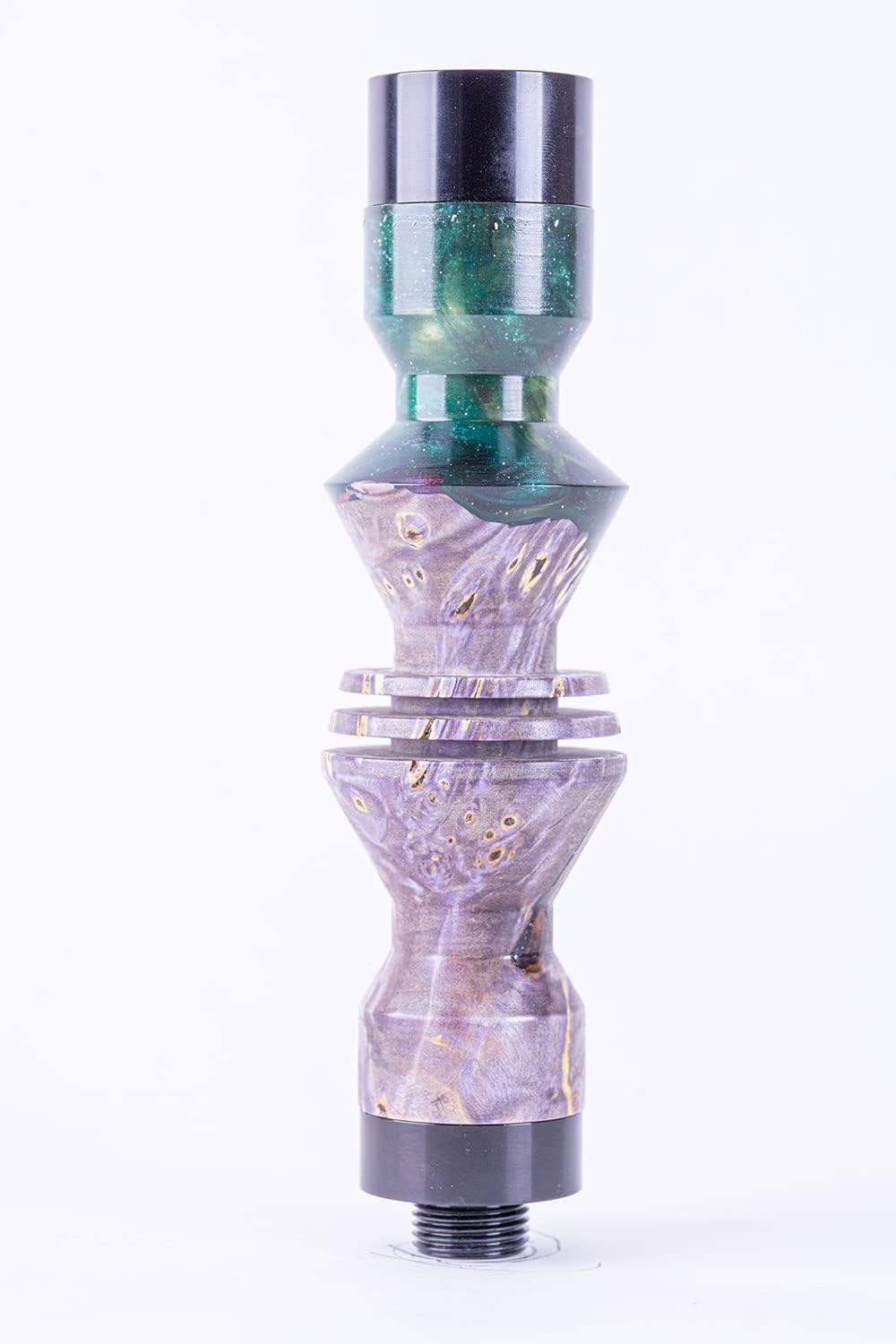 B2 Hookah Precious Cut Collection Double Green Galaxies & Purple Stabilized Wood INCLUDES MATCHING VASE