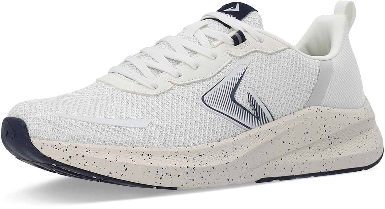 Demix Sport Evo M Men’s Running Shoes – Lightweight White Sneakers with Breathable Mesh Upper & Shock-Absorbing Cushioning for Gym, Fitness, and Everyday Running 44 EU cream