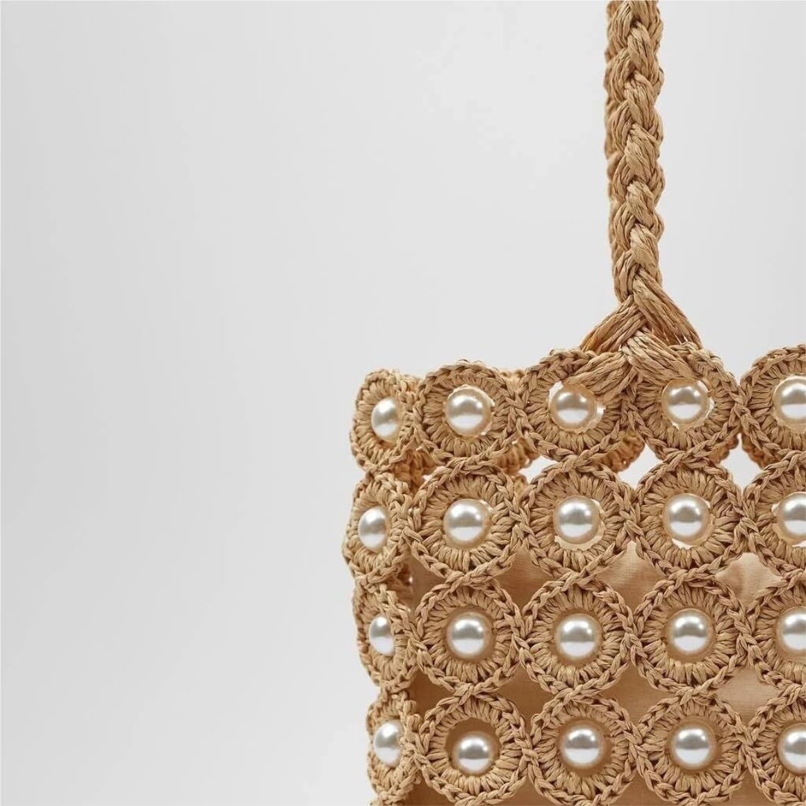 Bolso Mujer Bolsos De Paja Verano Hombro Tejidos con Perlas para Mujer Paja Mano