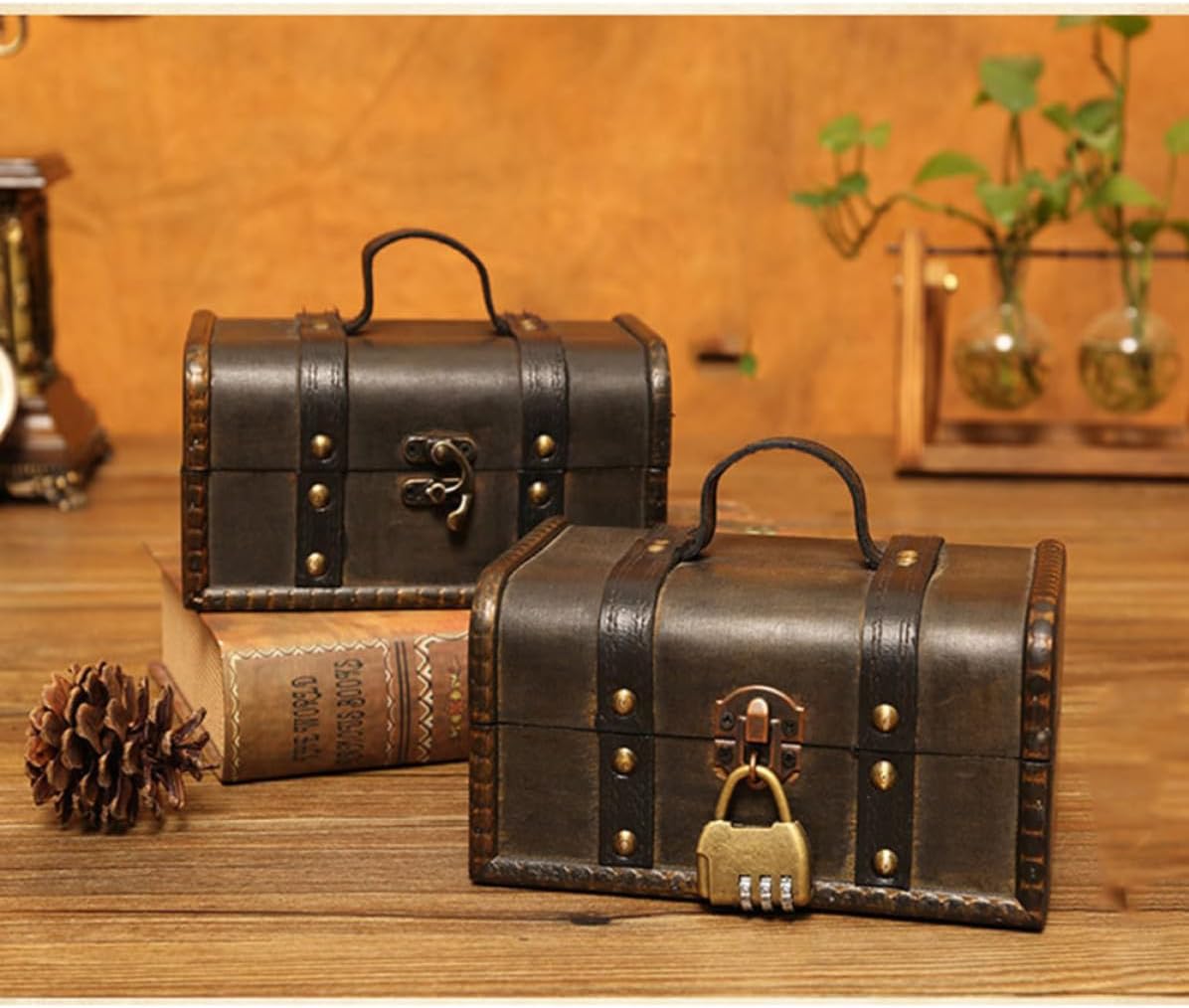 Garneck Wooden Vintage Design Storage Special with Lock Box Jewelry image 4