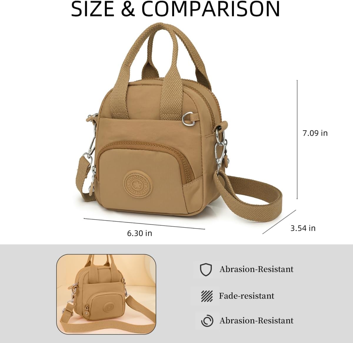 Women's Shoulder Bag, Multi-compartment Tote, Nylon Crossbody Bag, Casual Commuter Bag - Image 3
