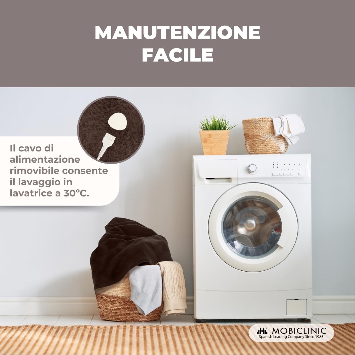 Mobiclinic, Coperta elettrica, Termica con telecomando, Consumo molto basso, 160x120 cm, Temperatura regolabile su 3 livelli, Per letto e divano, Lavabile, Spegnimento automatico