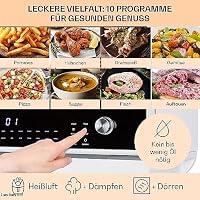 Klarstein 18 L Heißluftfritteuse, Airfryer mit Dampf- und Trocknungsfunktion, Schnelle Heissluftfriteuse XXL, Timer, 10 Programme, Air Fryer zum Luftfritieren, 2450W Fritteuse Heissluft ohne Fett – Ansicht 4