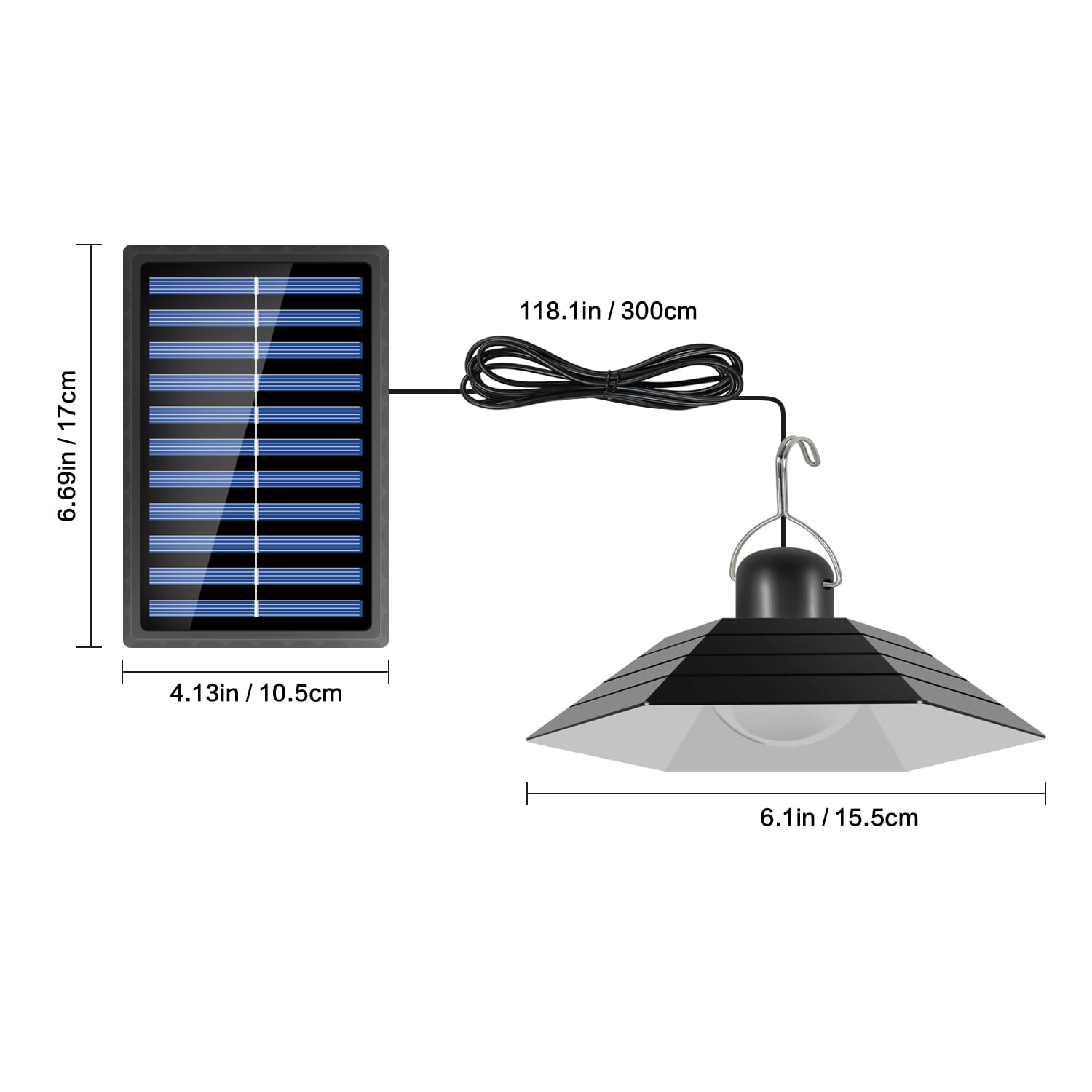 DELIPOP Lampe Solaire Exterieur et Intérieur, Suspension Luminaire Solaire Exterieur, IP65 étanche Lustre avec Télécommande pour Jardin, Cour, Terrasse