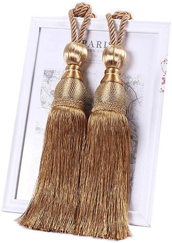 1 Pair Tassel Curtains Tieback Rope Vintage Curtain Holdbacks Window Treatments Holder Hanging Pendant Accessories for Drapes Decoration(Beige)