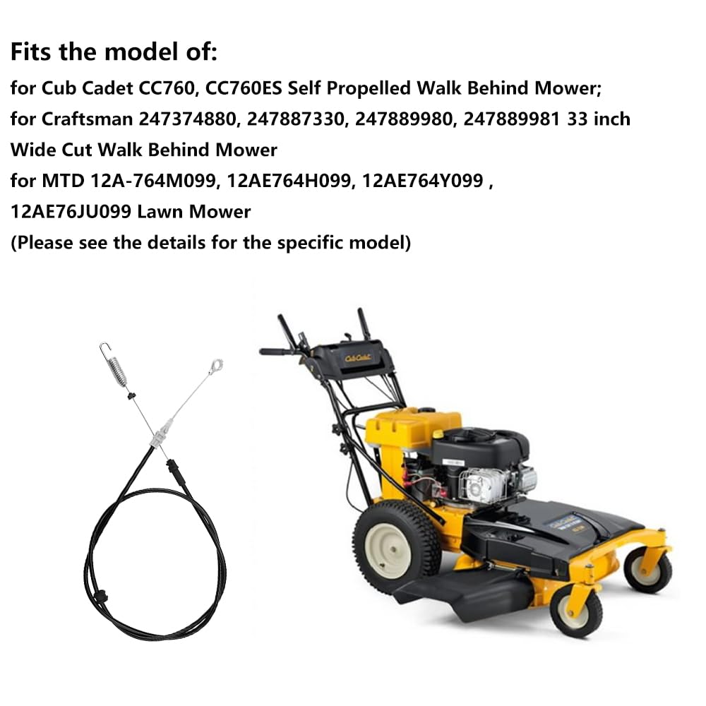 753-08266 - Cable de control de cuchilla para cortacésped Cub Cadet CC760ES, MTD, Troy-Bilt y Craftsman sustituye a 946-04610 746-04610 (753-08266)