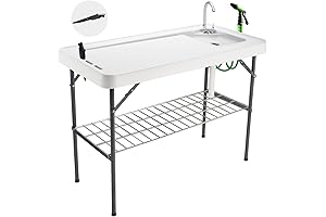Foldable Fish Cleaning Table with Faucet, Drainage Hose & Sprayer