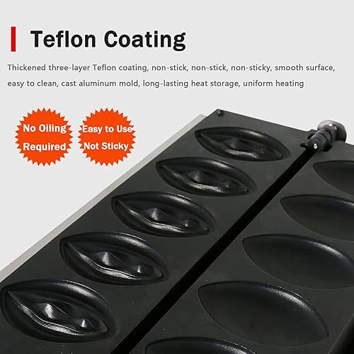 Miniatura 5 de Máquina de gofres eléctrica comercial antiadherente, con control de temperatura y tiempo, platos antiadherentes y mango de tacto frío, foso sin