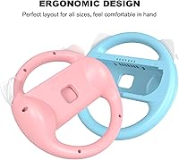 Vista 3 de momen Steering Wheels for Nintendo SwitchSwitch OLED Joy-Con Cute Racing Wheel Accessories for Switch JoyCon Controller (Pink&Blue)
