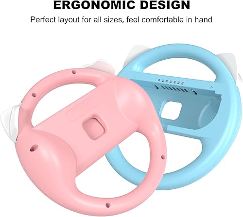 Miniatura 3 de momen Steering Wheels for Nintendo SwitchSwitch OLED Joy-Con Cute Racing Wheel Accessories for Switch JoyCon Controller (Pink&Blue)