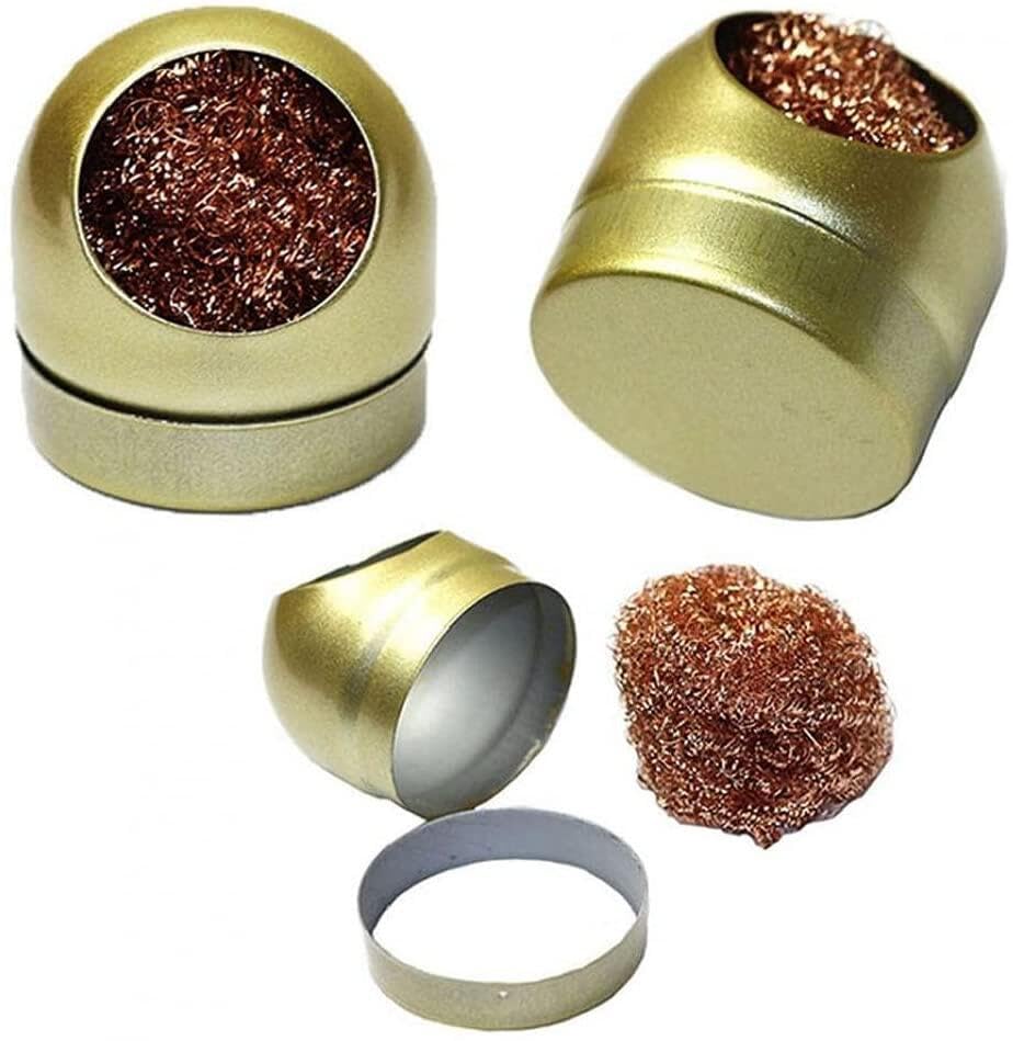 Generic Soldering Tip Iron Cleaner 2pcs Soldering Tip Cleaning Ball and 1pcs Base for Cleaning Solder Irons and Tips Easy to Work, Silver