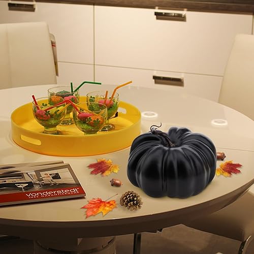 Miniatura 6 de Calabazas falsas de espuma artificial de 7.7 pulgadas, línea plateada de alto grado, simulación de grietas brillantes, cosecha de otoño, vegetales,