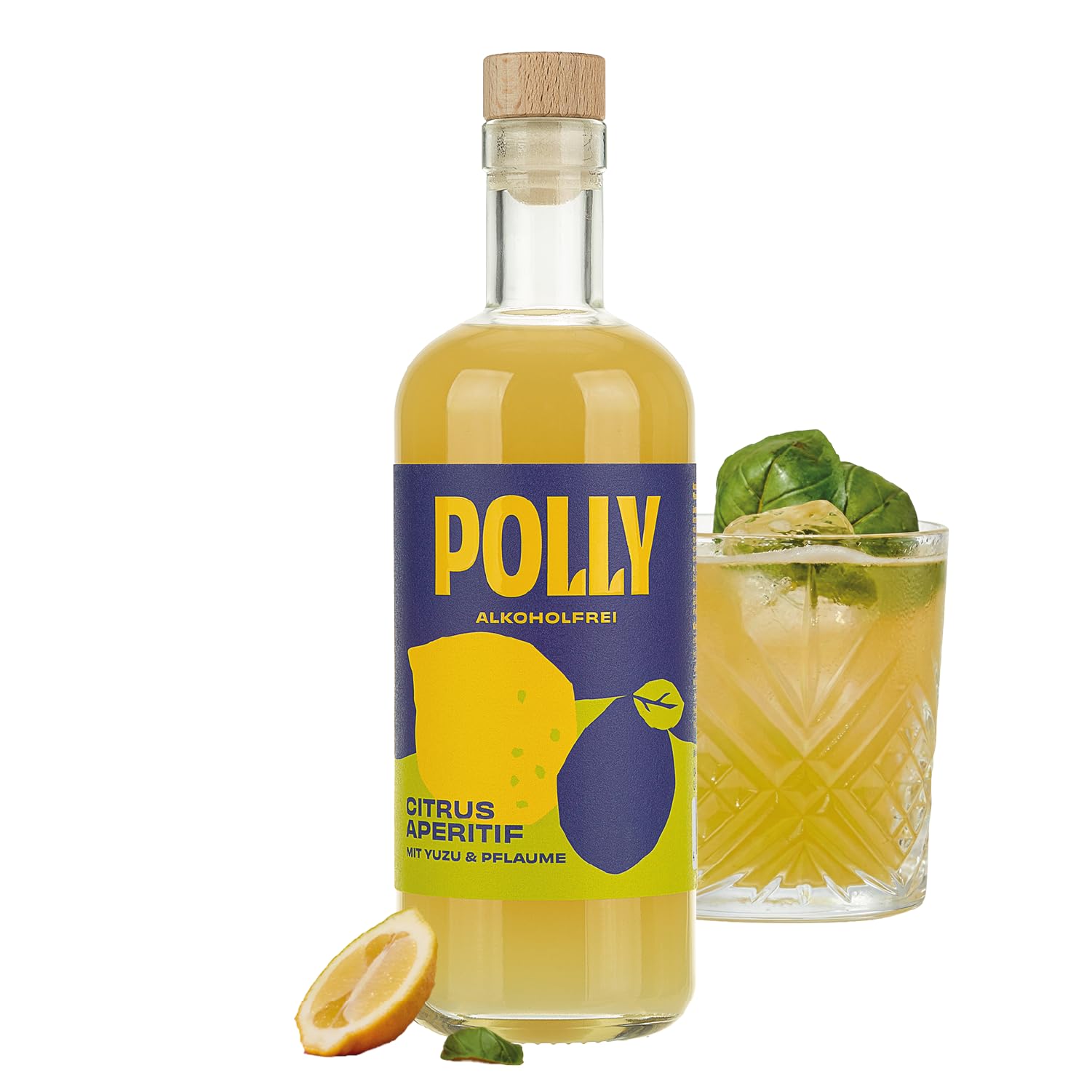 POLLY Limoncello Alkoholfrei I Zitrus Aperitif mit Yuzu, Zitrone und Pflaume I Frisch und aromatisch I perfekte Basis für Limoncello Spritz I 500 ml