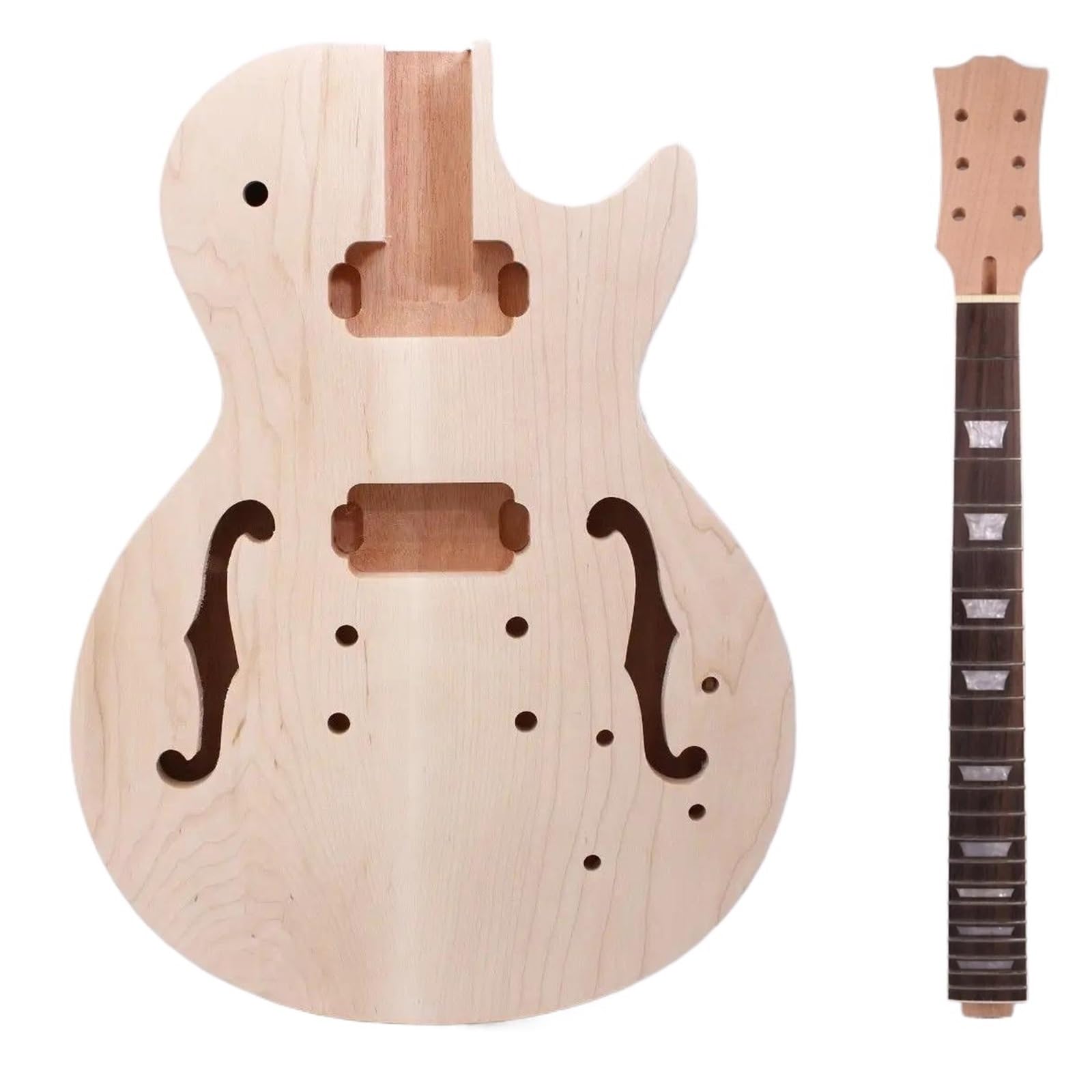 Unfinished Guitar Body Electric Guitar Kit 22 Fret Neck Rosewood Fretboard Mahogany Maple Body