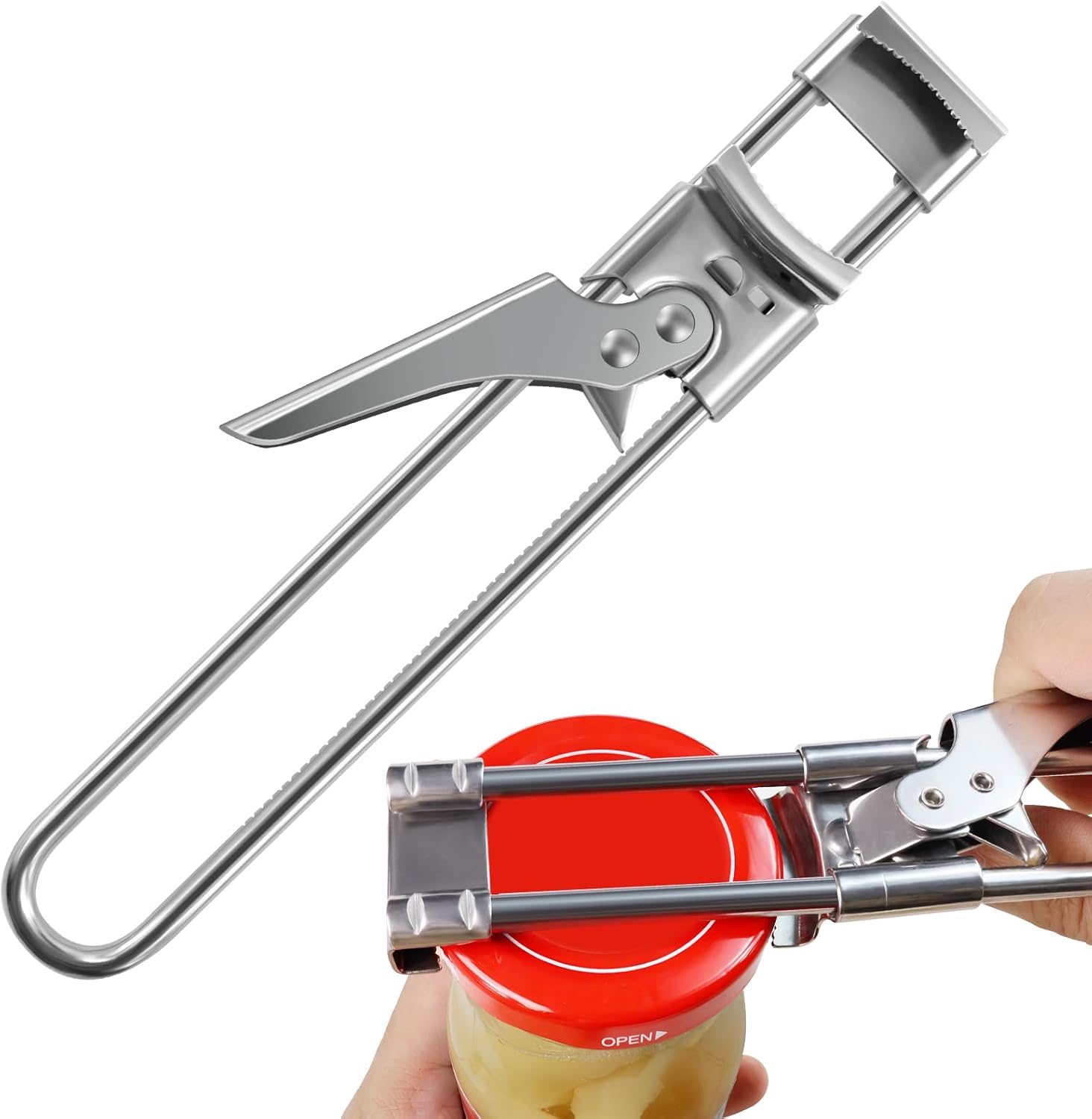 Bottle Opener & Jar Opener for Weak Hands, Adjustable Stainless Steel Can Opener, Multifunctional Jar Lid Opener Gripper for Seniors with Arthritis Bottle Opener & Jar Opener for Weak Hands, Adjustable Stainless Steel Can Opener, Multifunctional Jar Lid Opener Gripper for Seniors with Arthritis