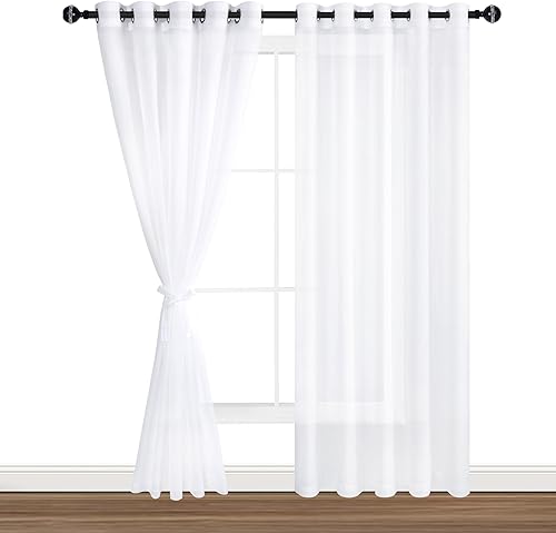 Miniatura 2 de Hiasan - Cortinas traslúcidas de gasa texturada ligera extraanchas filtrantes de luz cojales y alzapaños pdormitorio, sala de estar, puerta