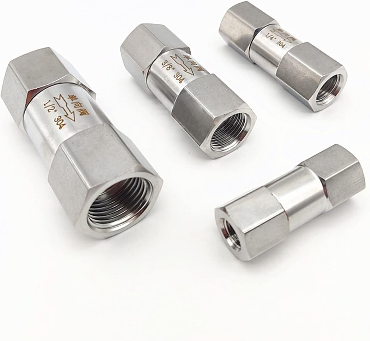 1pcs 1/8" 1/4" 3/8" 1/2" 3/4" 1" 304 Stainless Steel Split One Way Valve Hexagonal Female Thread Check Val (Size : 1/4", Color : G)