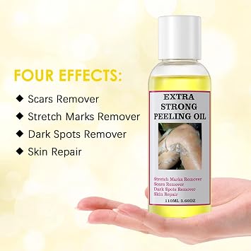 Yellow Peeling Oil Extra Strength Exfoliating Solution for Face & Body, Vitamin C & Retinol Facial Scrub
