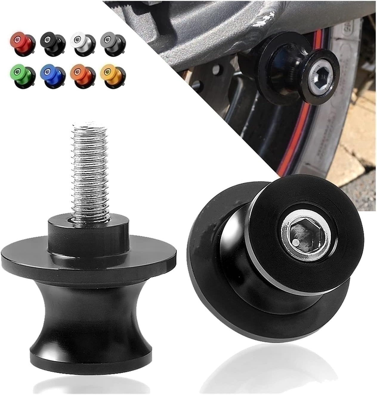 for Yamaha YZFR6 YZFR6S 1999 2000 2001 6mm Motorcycle Swingarm Sliders Spools Paddock Stand Bobbins Swing Arm Fall Protection