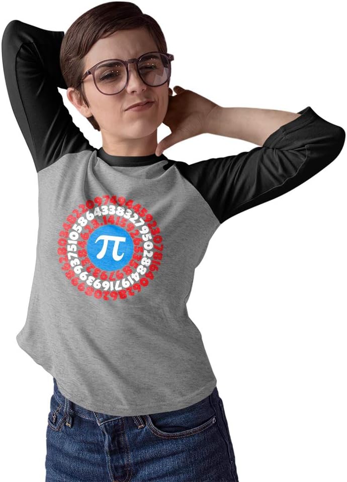 Tstars Pi Day Shirt SuperCaptain Pi Gift Math 3/4 Women Sleeve Raglan Shirt