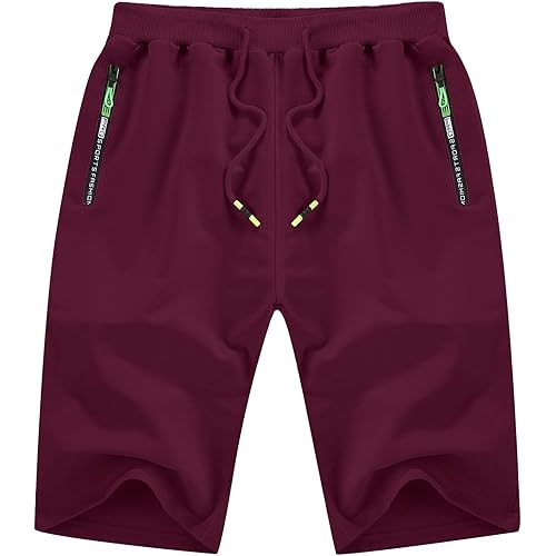 YTD Men's Shorts Casual Classic Fit Drawstring Summer Beach Shorts with Elastic Waist and Pockets