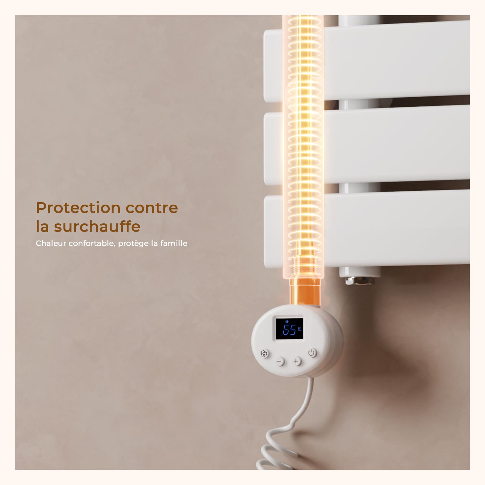 S'AFIELINA Sèche-serviette électrique1599×500mm, radiateur sèche-serviette électrique avec thermostat, WiFi, minuterie programmable, écran LCD, Radiateur salle de bain 1000 W, blanc