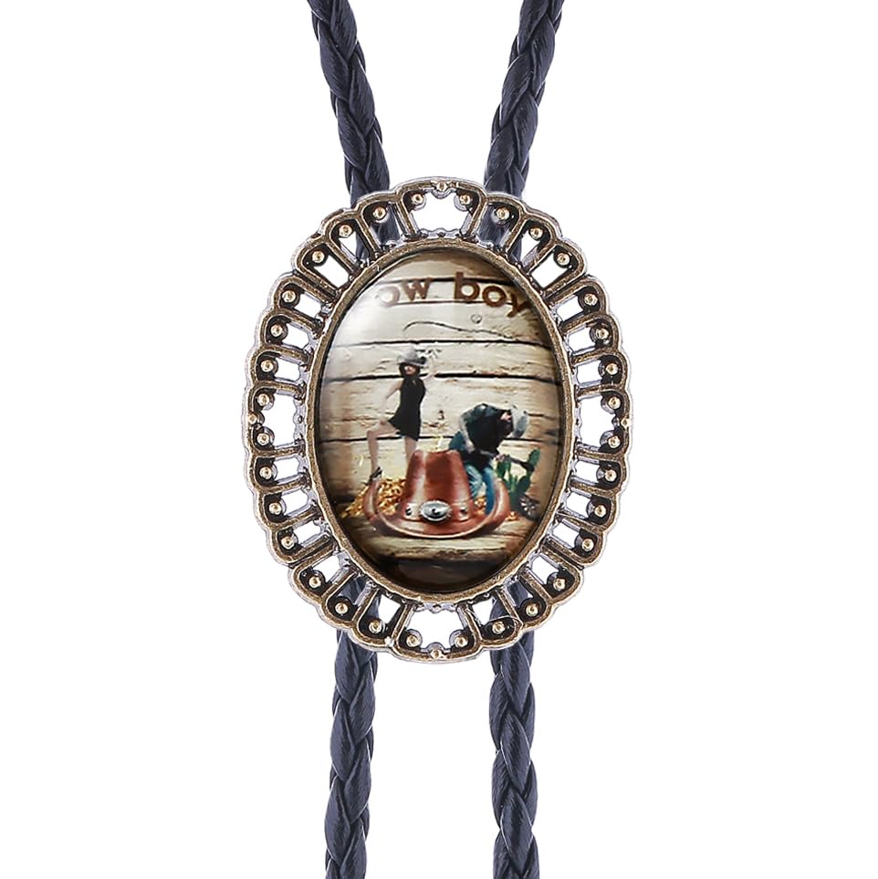 Image of Jeilwiy Bolo Tie for Men Western Cowboy Gothic Bolo Tie Necklace Halloween | Glow in Dark Bolo Tie for Men Women, 3D Halloween Bolo Tie, Gothic Western Ties, String Ties for Men Rodeo Leather Necktie
