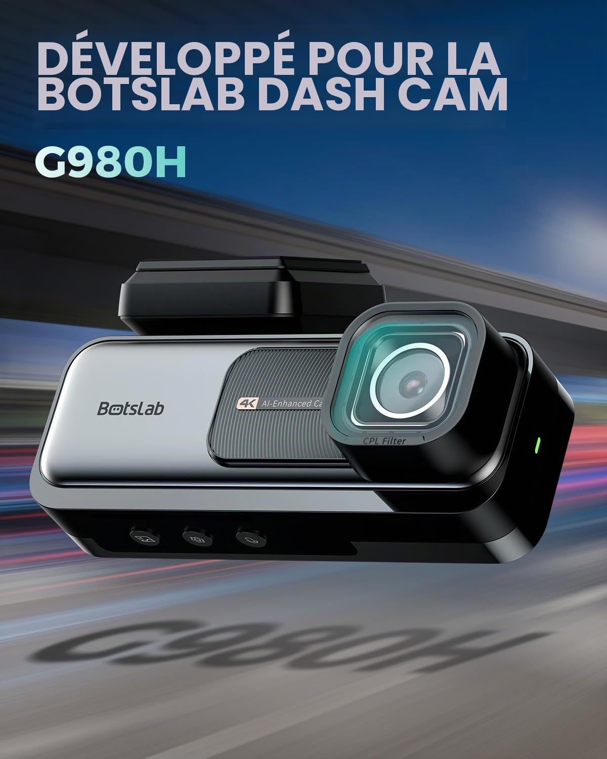 BOTSLAB Filtre polarisant circulaire (CPL) pour appareil photo avant de Dual Dashcam G980H/G980H Pro, ne convient pas pour caméra embarquée G980H 4 canaux ou 3 canaux