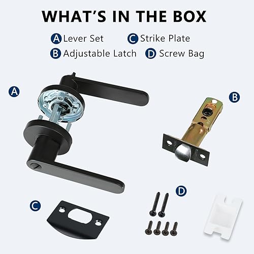 Miniatura 3 de HISAFE Manija de puerta de palanca de privacidad resistente negra mate para dormitoriobaño Palanca de puerta redonda reversible X-8606-DB-BK