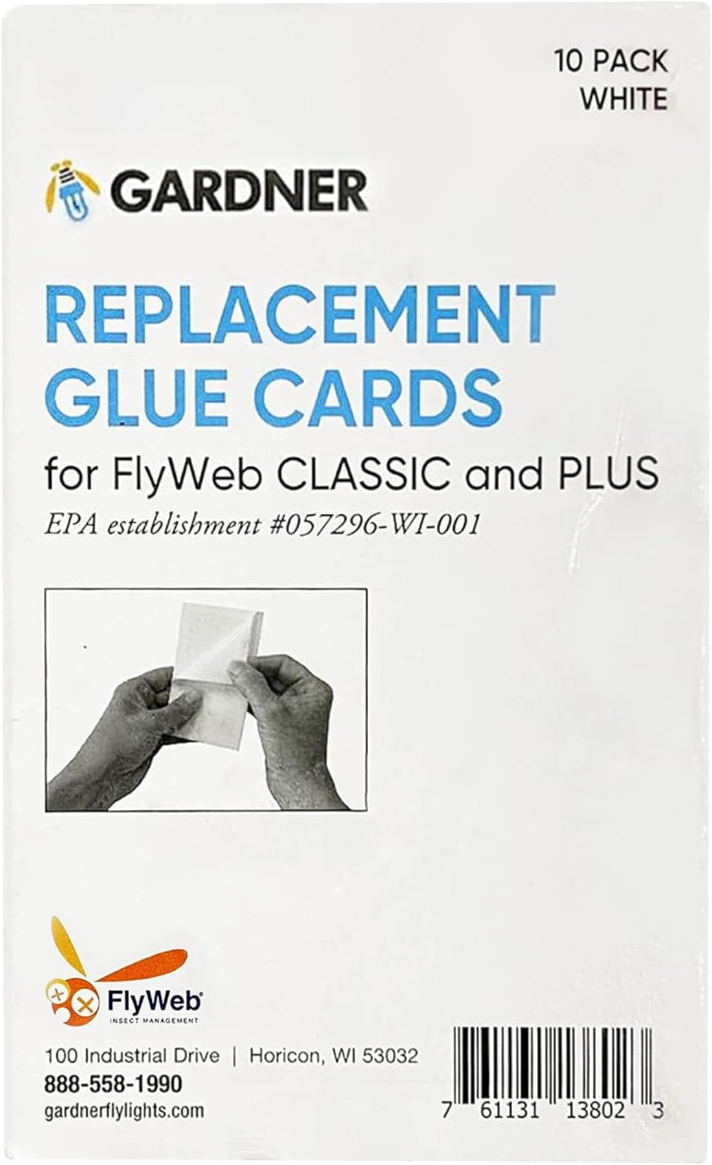 Gardner FlyWeb Fly Light Glue Boards 2 Pack of 10 Replacement Glue Boards Flyweb Classic Fly Light and Flyweb Plus - Trap Fruit Flies, Mosquitoes, Bugs and Other Flying Insects(White)