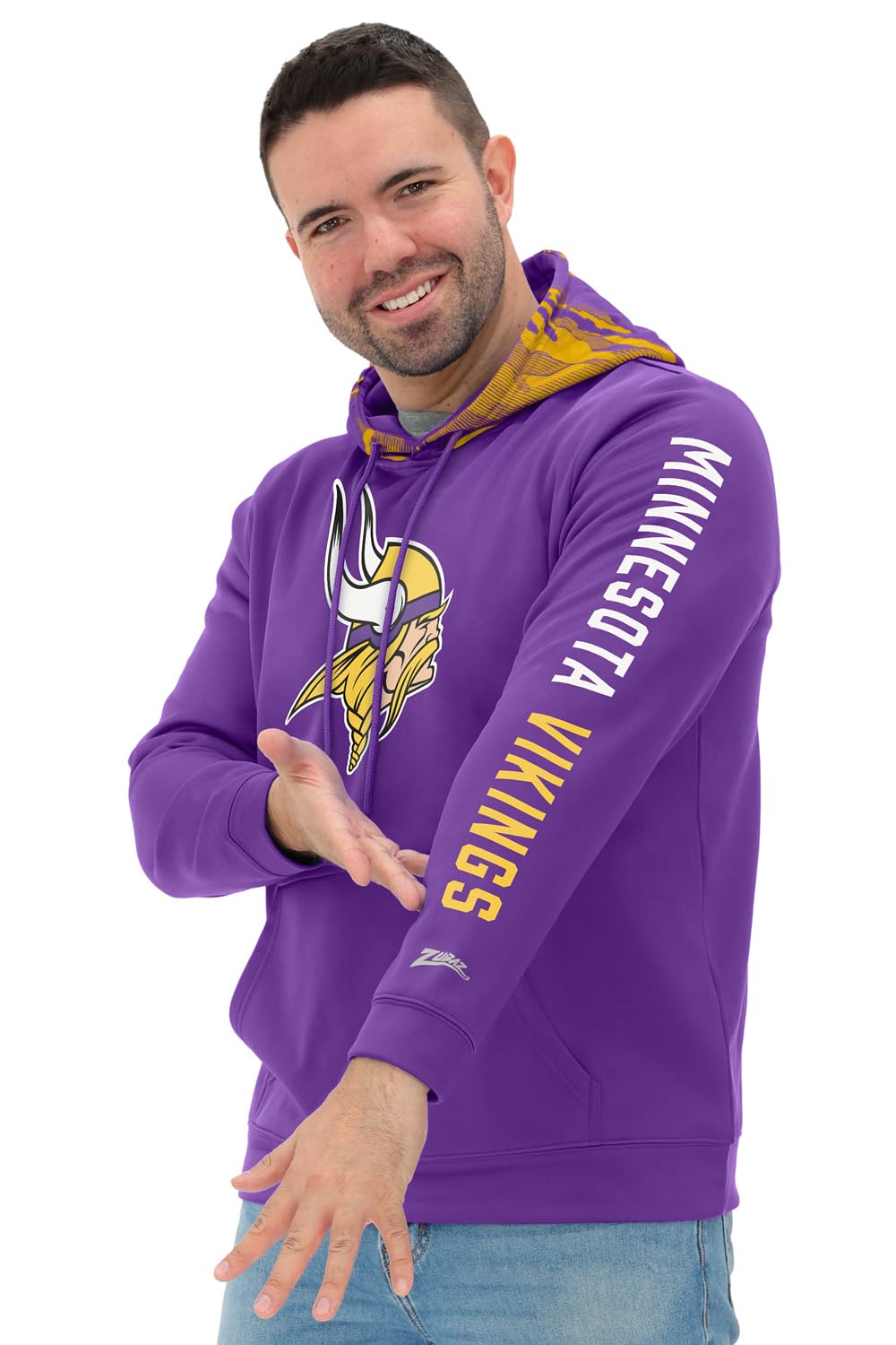 Zubaz NFL Football Men's Solid Team Hoodie with Camo Lined Hood and Sleeve Graphic — view 137