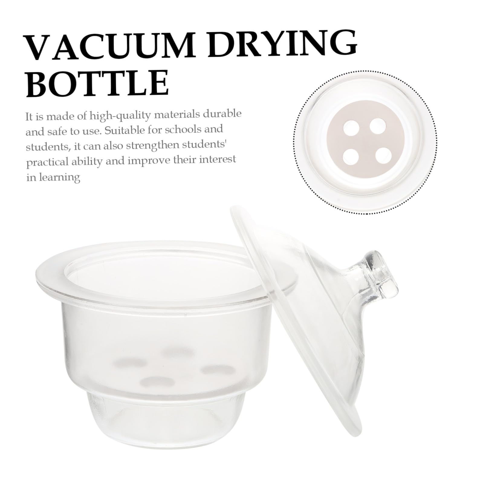KOMBIUDA Botella Secadora de Laboratorio de Vidrio Transparente de 22 Cm, Desecador al Vacío para Uso en Laboratorios Científicos y Entornos Educativos