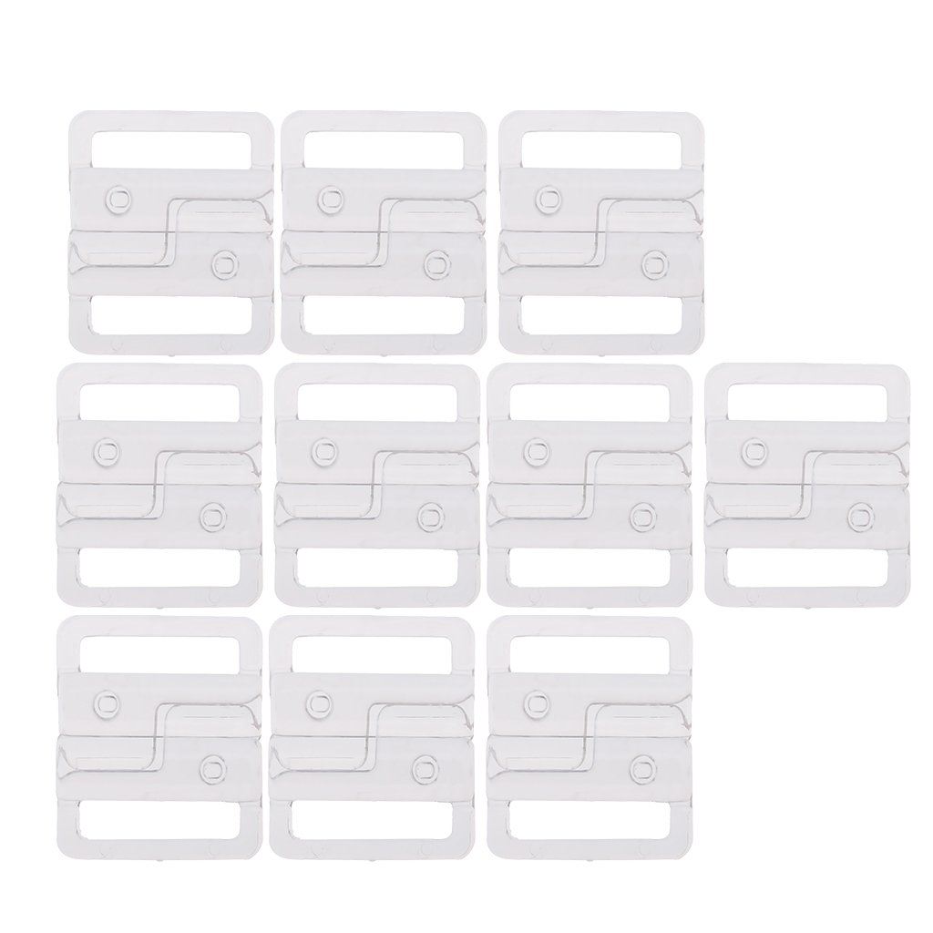 SM SunniMix 10 SETS BIKINI CLIPS HOOK & SNAP PLASTIC CLASPS BRA FASTENER for FIXED, Clear, as described