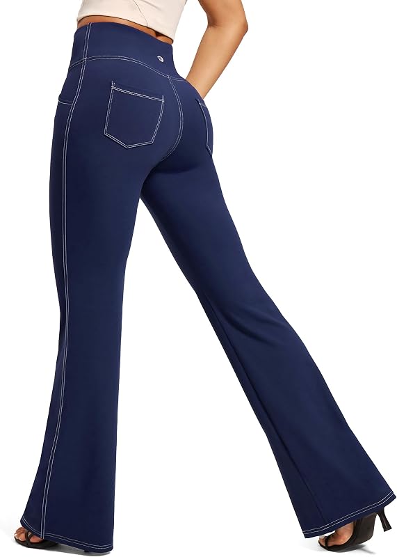 IUGA Pantalones de yoga para mujer, pierna ancha, cintura alta, corte de bota, entrenamiento, leggings acampanados, control de barriga, pantalones de vestir de trabajo, 4 bolsillos