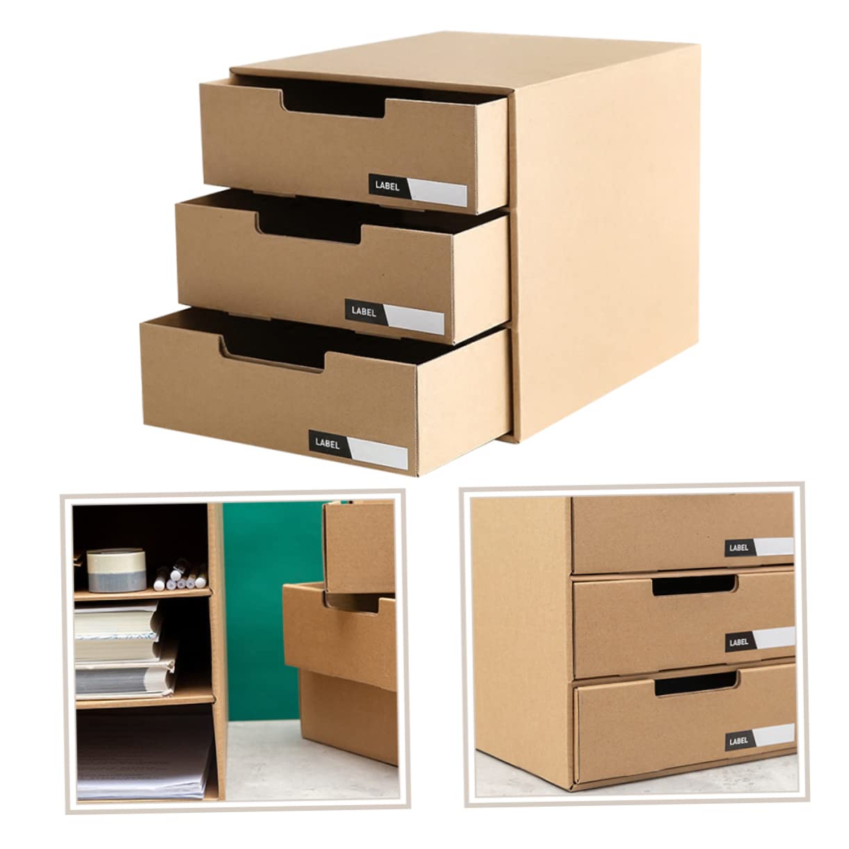 Gadpiparty Boîte de Rangement de Bureau en Papier Format Tiroir, Organiseur de Tiroir Multifonction, Robuste et Compact, pour Bureau, École et Maison