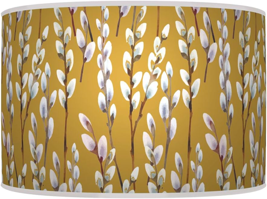 ARK HOUSE 30cm WILLOW MUSTARD YELLOW HANDMADE LAMPSHADE GICLEE PRINTED FABRIC PENDANT CEILING LIGHT SHADE 776 (For Table lamp)