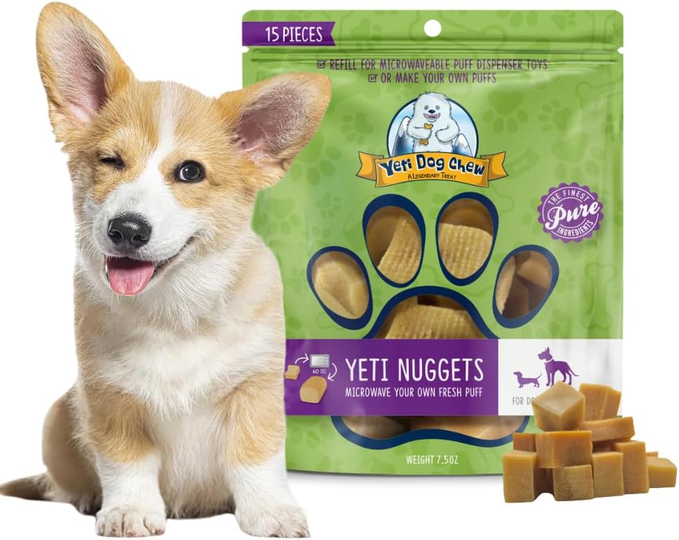 Yeti Dog Chew Refill Nuggets for Puff and Play Toys - Natural Himalayan Yak Cheese Treats, Promotes Dental Health, Suitable for All s, Ideal for Interactive Toys and Dispensers, 15 Pieces, 7 Oz