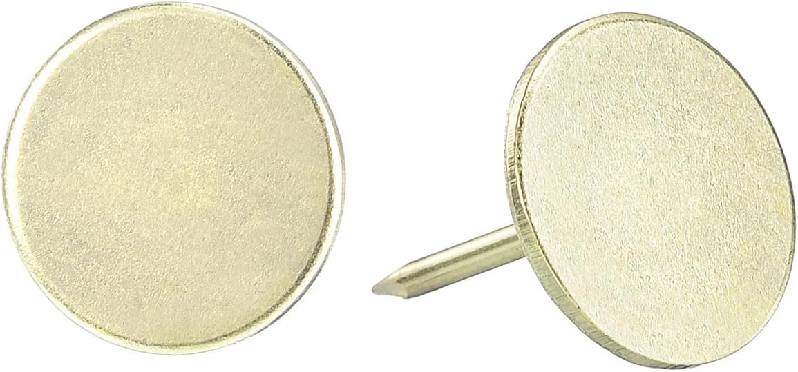 uxcell Upholstery Tacks Nail Pins Furniture, 25Pcs 16x20mm Thumb Tack Pins Assortment Kit Carbon Steel for Home Sofa DIY Decorative Nail Heads Nails, Gold