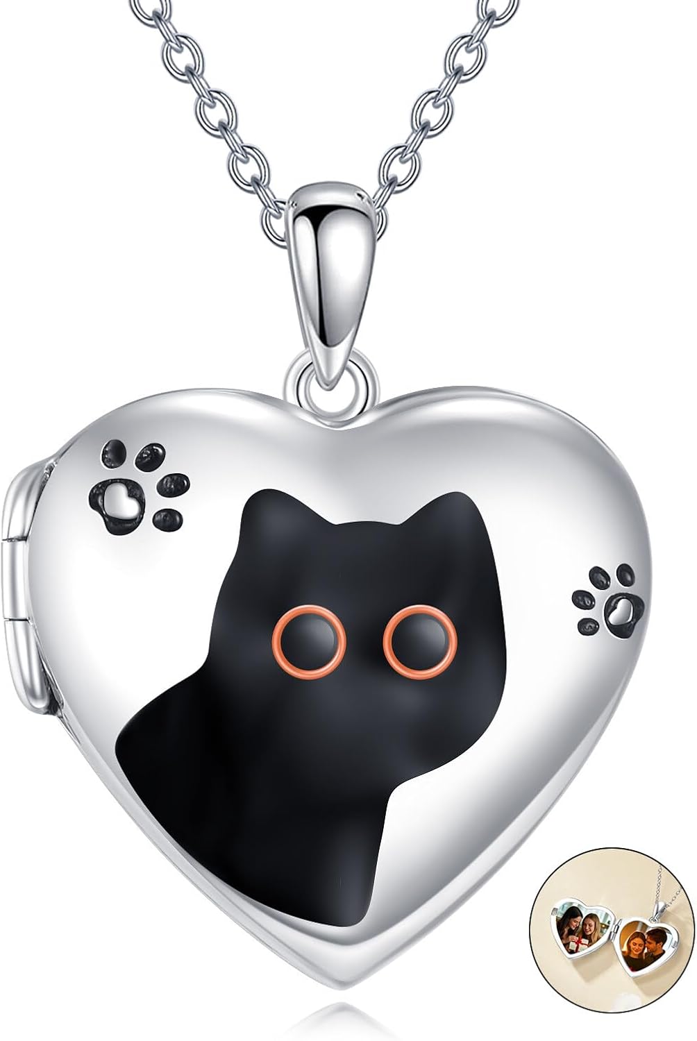 POPLYKE Pet Picture Photo Locket Pendant Necklace for Women Sterling Silver Locket Necklace That Holds Pictures Jewelry Gifts