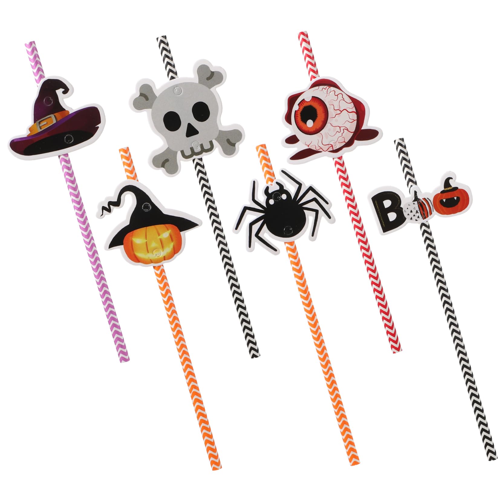 LABRIMP 6confezioni Di Halloween Colorate Con Stampa Strisce Per Feste e Decorazioni Spettrali Per Cocktail e Bevande Festive Sicure e Biodegradabili