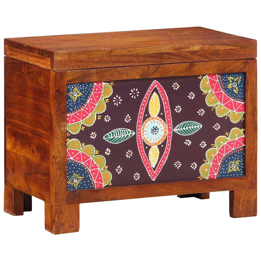 Boîte de rangement rectangulaire en bois d'acacia massif - Multicolore - 50 x 30 x 40 cm