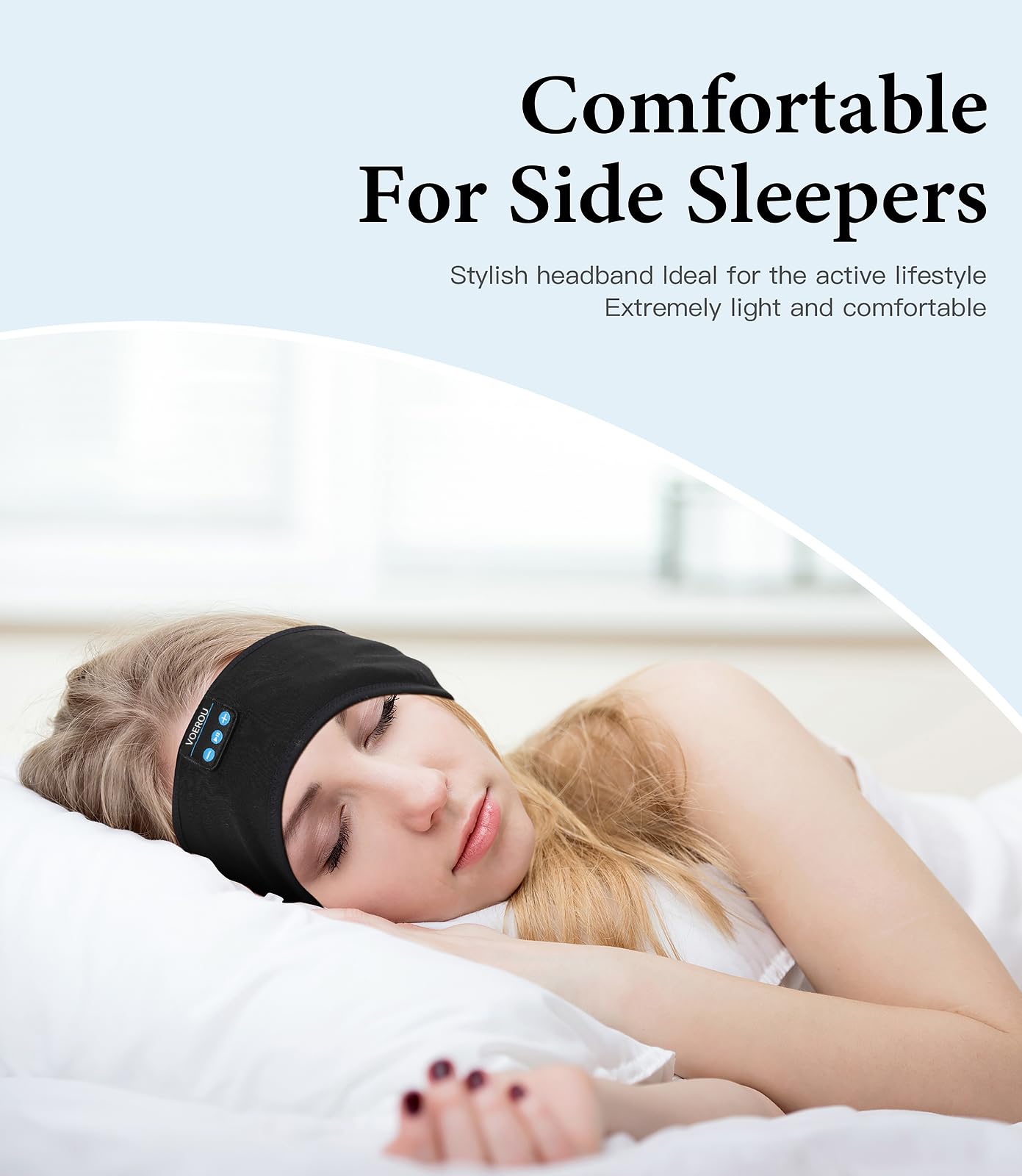 Voerou Cuffie per dormire, fascia sportiva Bluetooth V5.2 regolabile, oltre 10 ore di riproduzione con altoparlanti Hi-Fi HD integrati, perfette per sport, viaggi, tennis