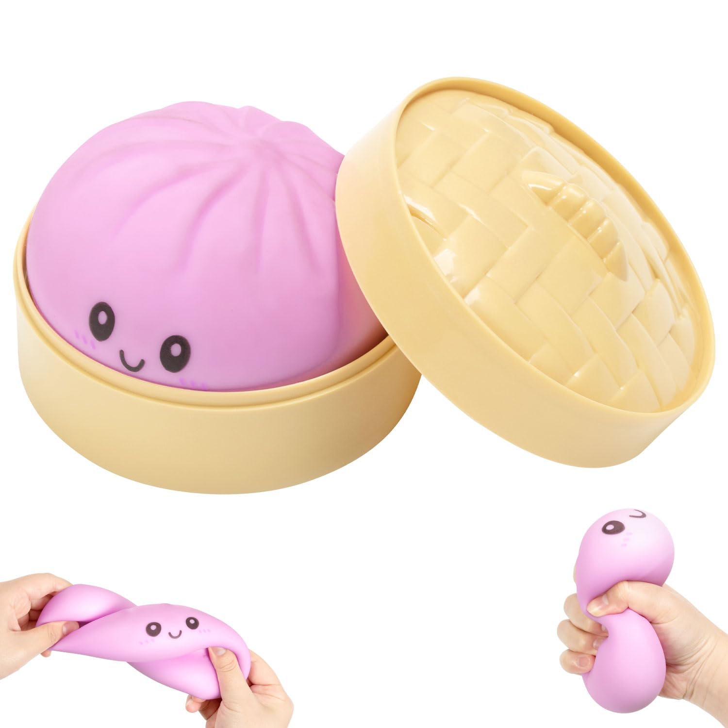 WATNTOW Dumpling Squishy, Mystery Dumpling Squishy, Stress Balls Fidget Sensory, Anti-Anxiety Squeeze Glitter Dumplings Stress Relief for Adults (Purple)