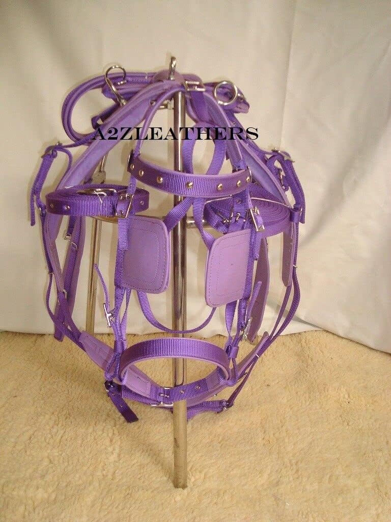Purple Synthetic/Nylon Horse Driving Harnesss for single Horse cart (FULL, COB, PONY, SHETLAND)