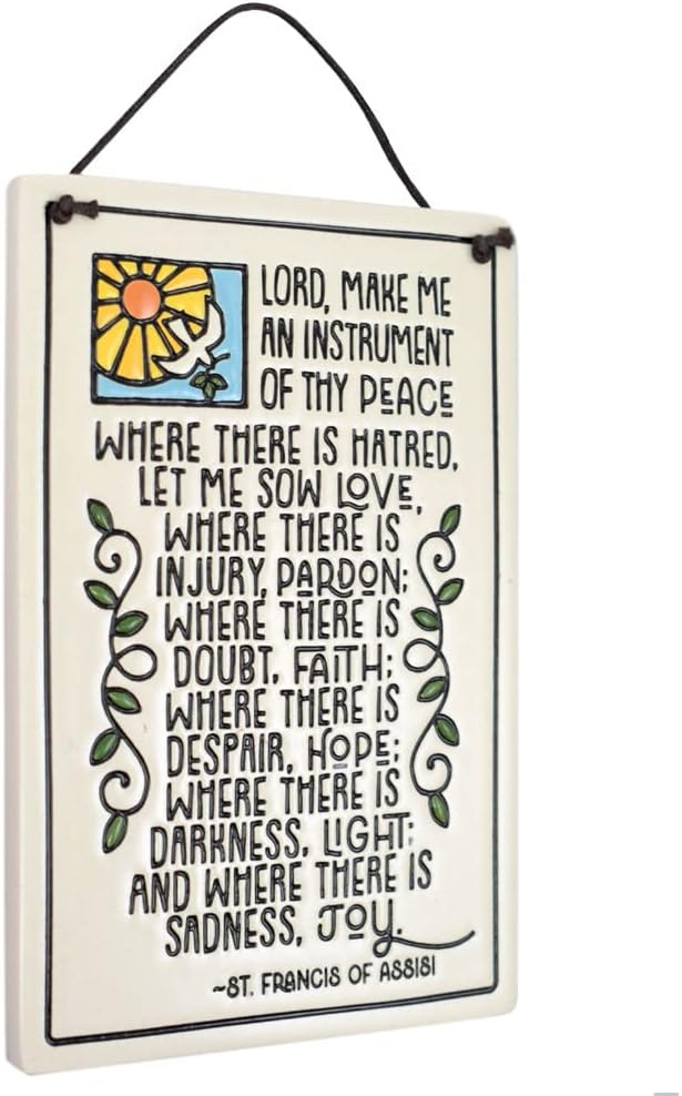American Made Prayer of Saint Francis Ceramic Wall Plaque, 7.25-Inches
