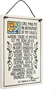 American Made Prayer of Saint Francis Ceramic Wall Plaque, 7.25-Inches